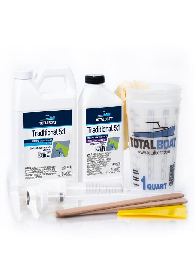 TotalBoat 5:1 Marine Epoxy Resin Kit for Bonding, Filleting, Coating, and Laminating - Use for Fiberglass, Wood, Carbon Fiber, Boat Building, Repairs, Woodworking (Quart, Slow Hardener, Pumps) - Image 1